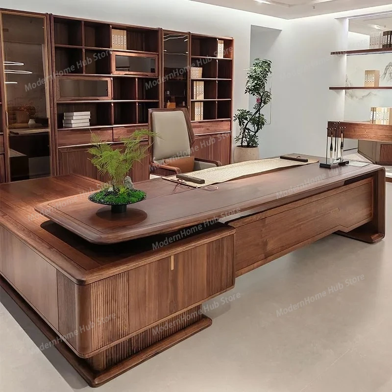 Strong Cheap Executive Desk Drawers Wooden Brown Modern Drawers Office Desks Luxury Large Mesa De Escritorio Office Furniture