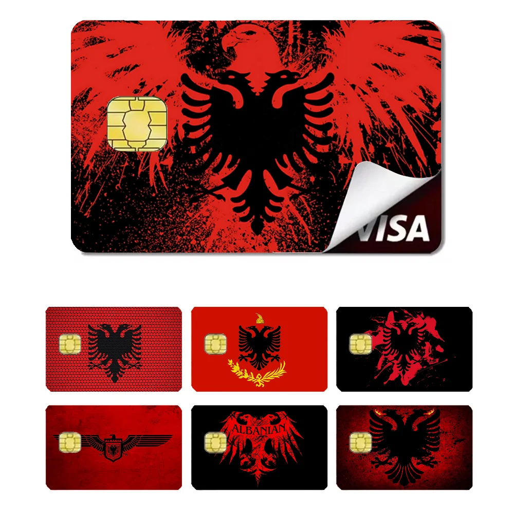 Albania flag Stickers Cartoon Credit Card Visa Debit Bank Charge Card Bus Metro Waterproof Sticker Decal Decoration