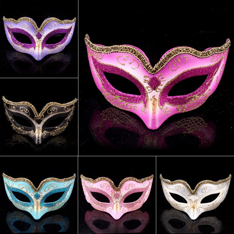 Masquerade Halloween Coloured Drawing Sexy Eye Half Face Mask for Women Men Fancy Dress Carnival Costume Cosplay Party Supplies