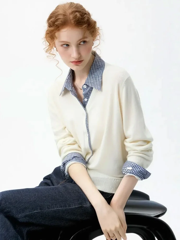 

Мягкий вязаный джемпер 2025: Новинка осени, нежный, комфортный, дышащий, с длинными рукавами, женский модный топ с эффектом пэчворк