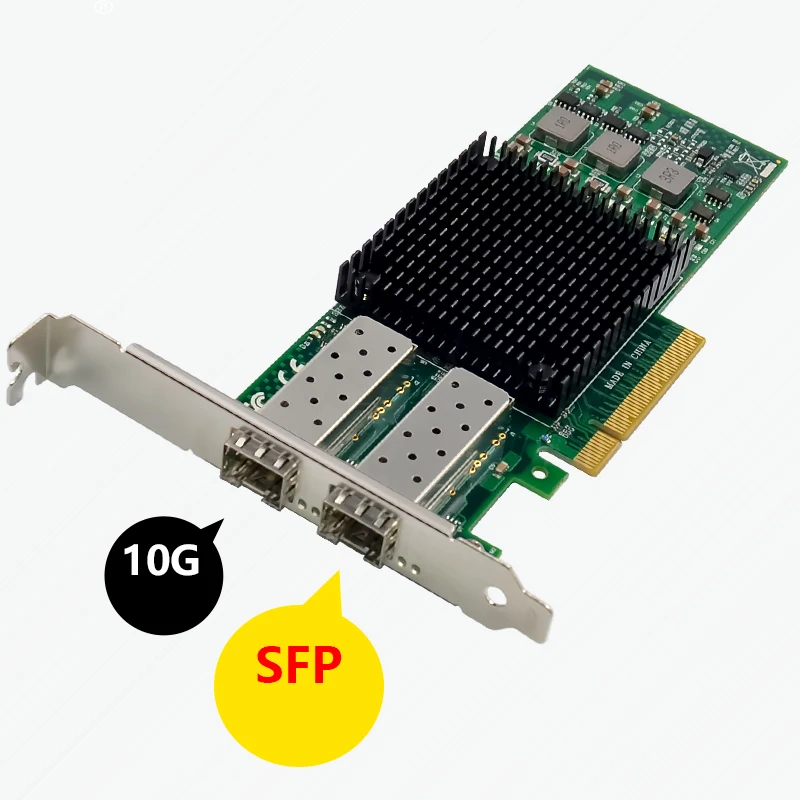 For Broadcom BCM57810 Dual-Port 10G SFP+ PCIe 3.0 x8 Server Network Card 10G/5G/2.5G/1G Fiber NIC Supports SR/LR Optical Modules