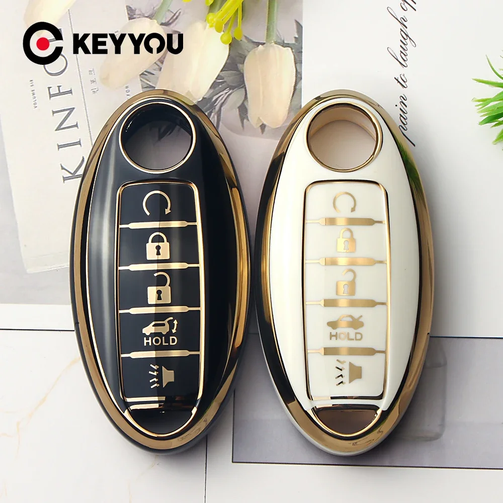 KEYYOU TPU Car Key Case Cover Shell For Nissan Sentra Leaf Rogue Sunny Versa Patrol X-Trail Qashqai GT-R Kicks Fob 3/4/5 Buttons