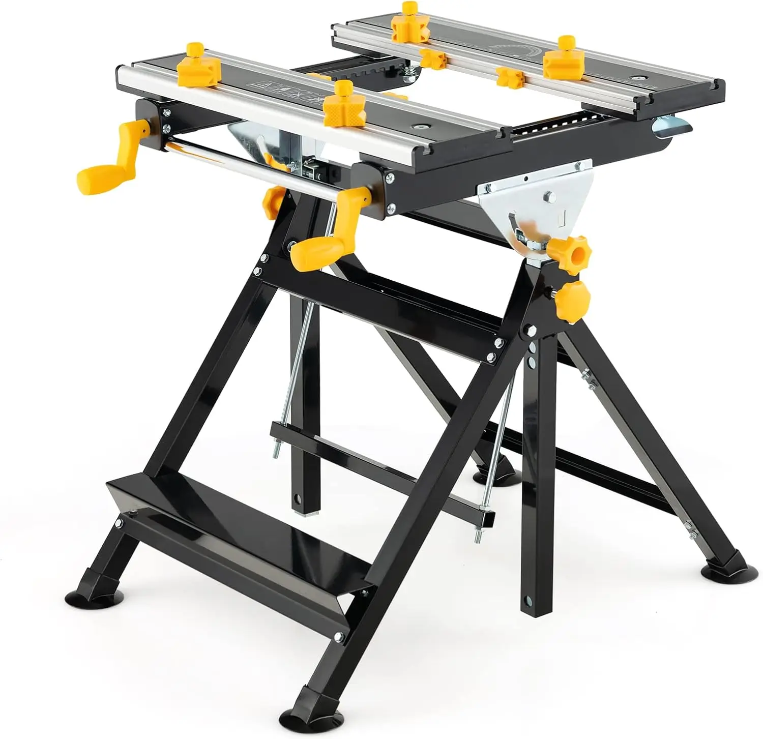 Folding WorkBeach, Portable Work Table with Tiltable & Extendable Tabletop, 8 Sliding Non-marring Clamps & 2 Clamping Handles