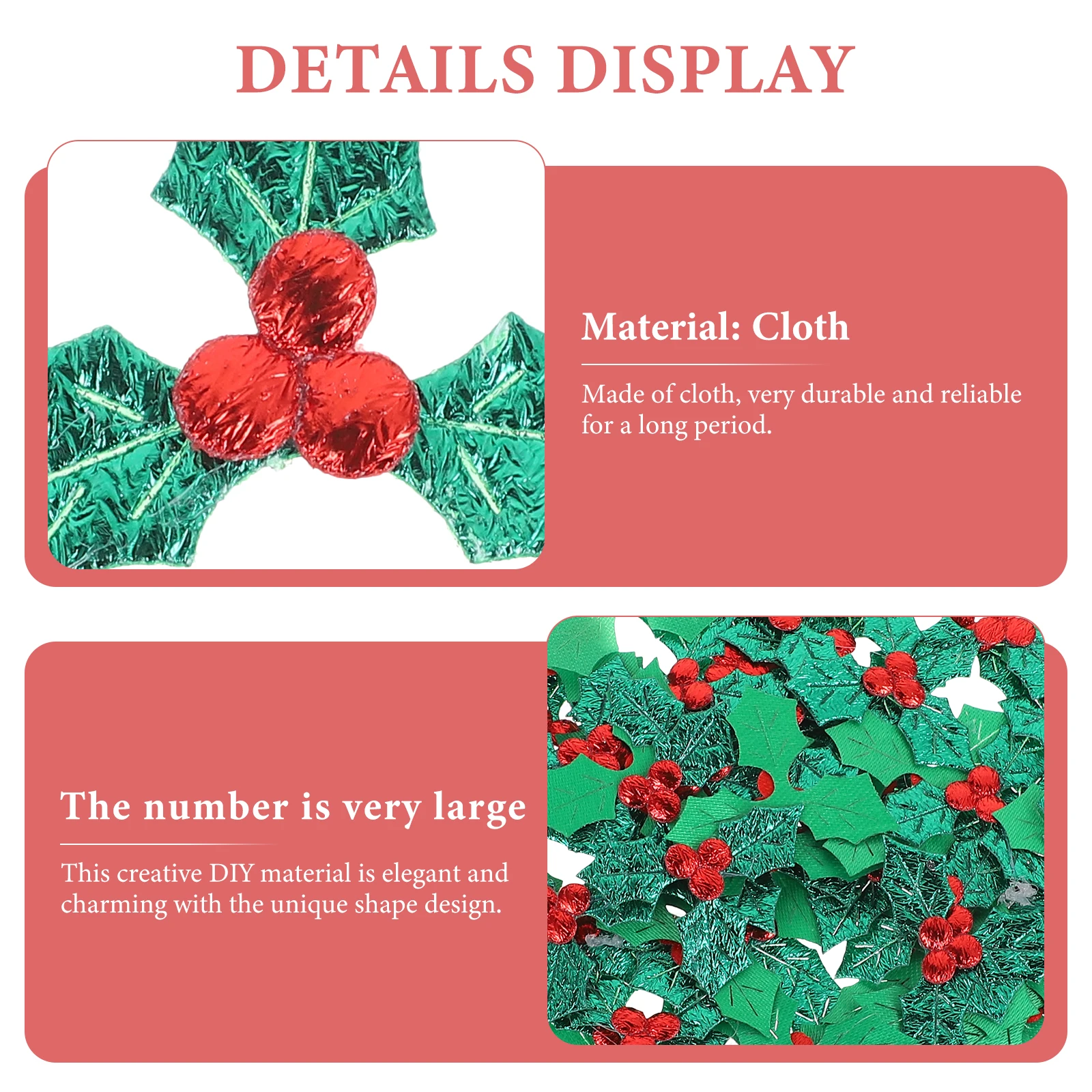 

100pcs Leaves Decor Craft Material Diy Accessories For Christmas Party Wreath Green Holly Berry Ornament Xmas Decoration Supply