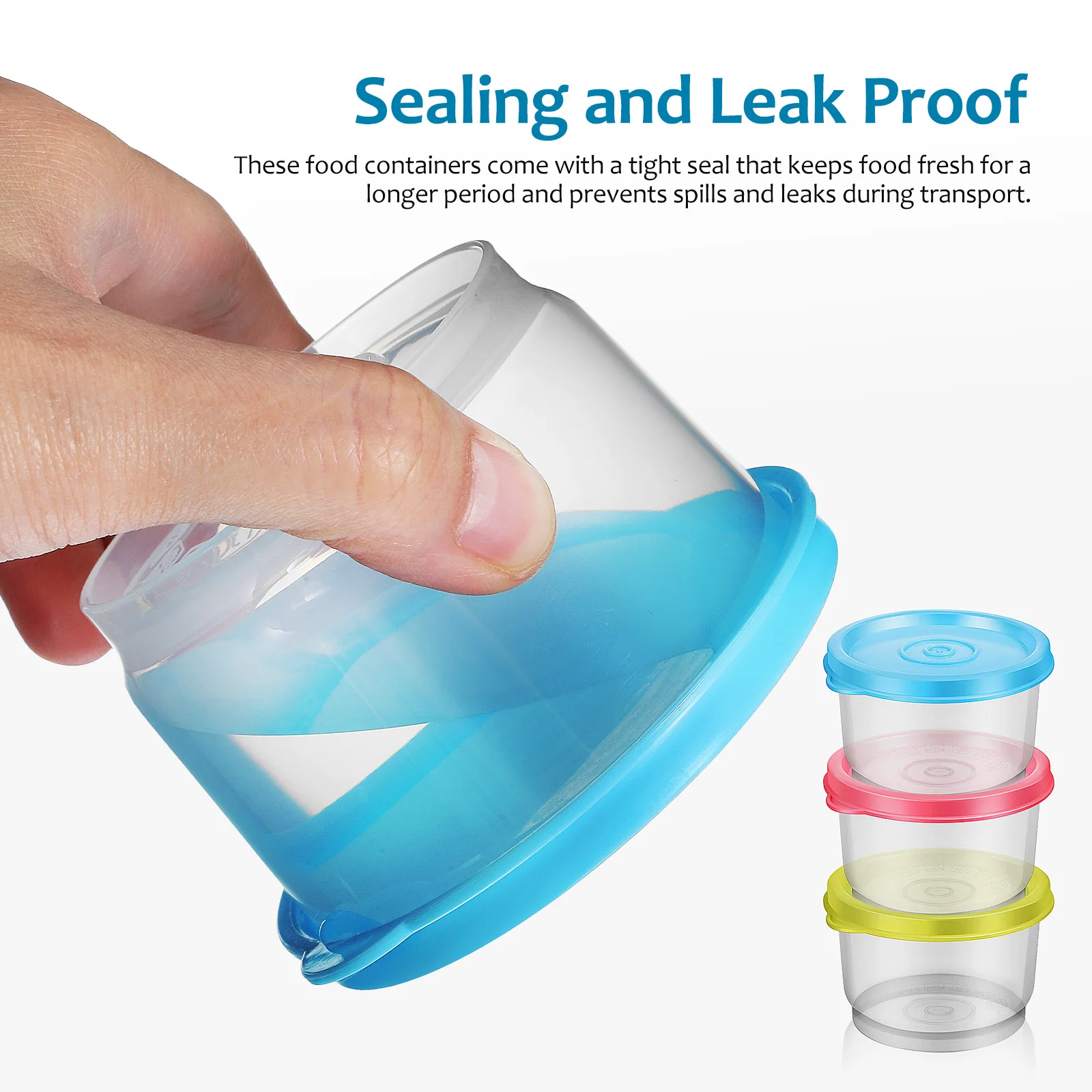 

6pcs Food Containers 160Ml Plastic Reusable Clear Snack Pots Leakproof For Lunch Meal Prep Storage Kitchen Organizers Portable