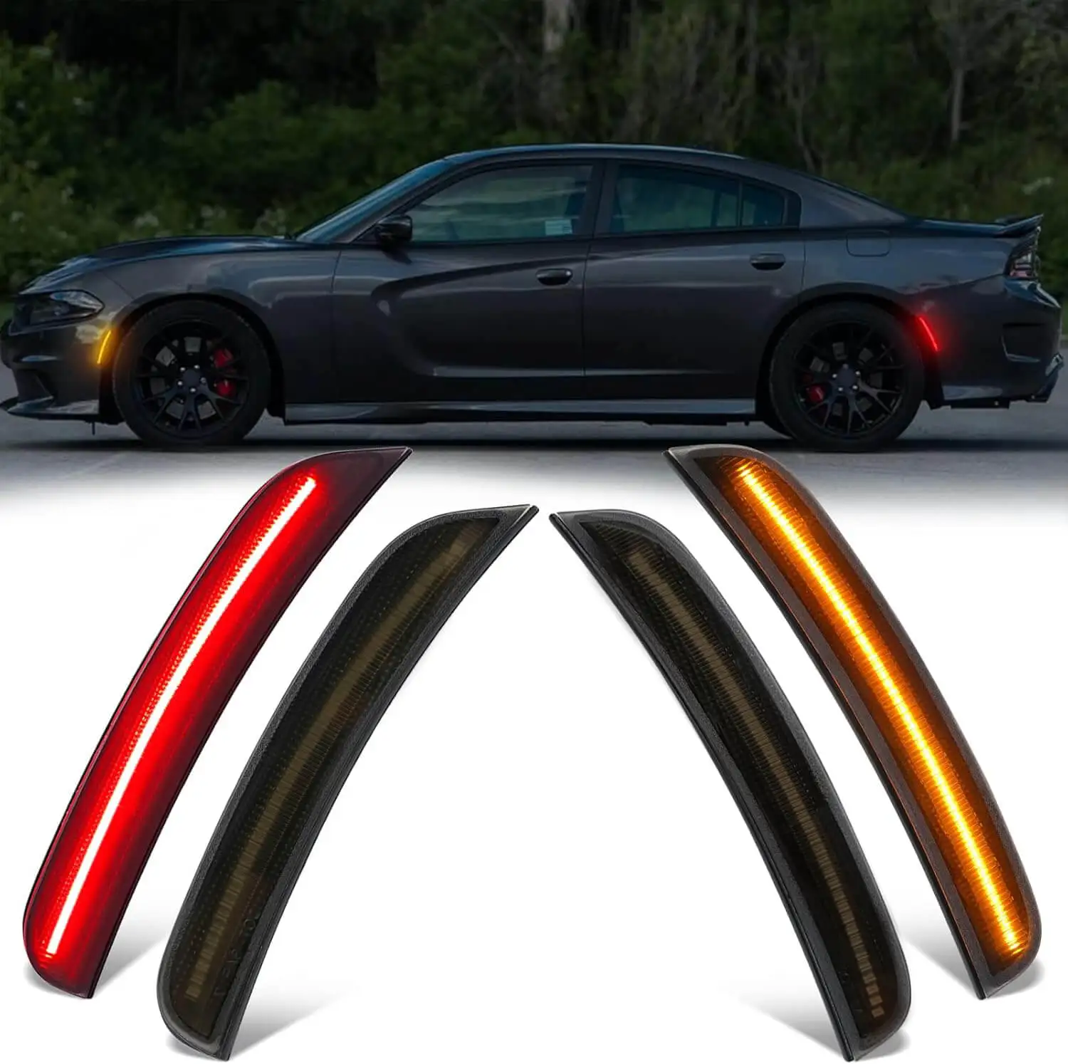 

LED Front Rear Side Marker Light Lamps Assembly Kit For Dodge Charger 2015 2016 2017 2018 2019 2020 2021 2022 2023