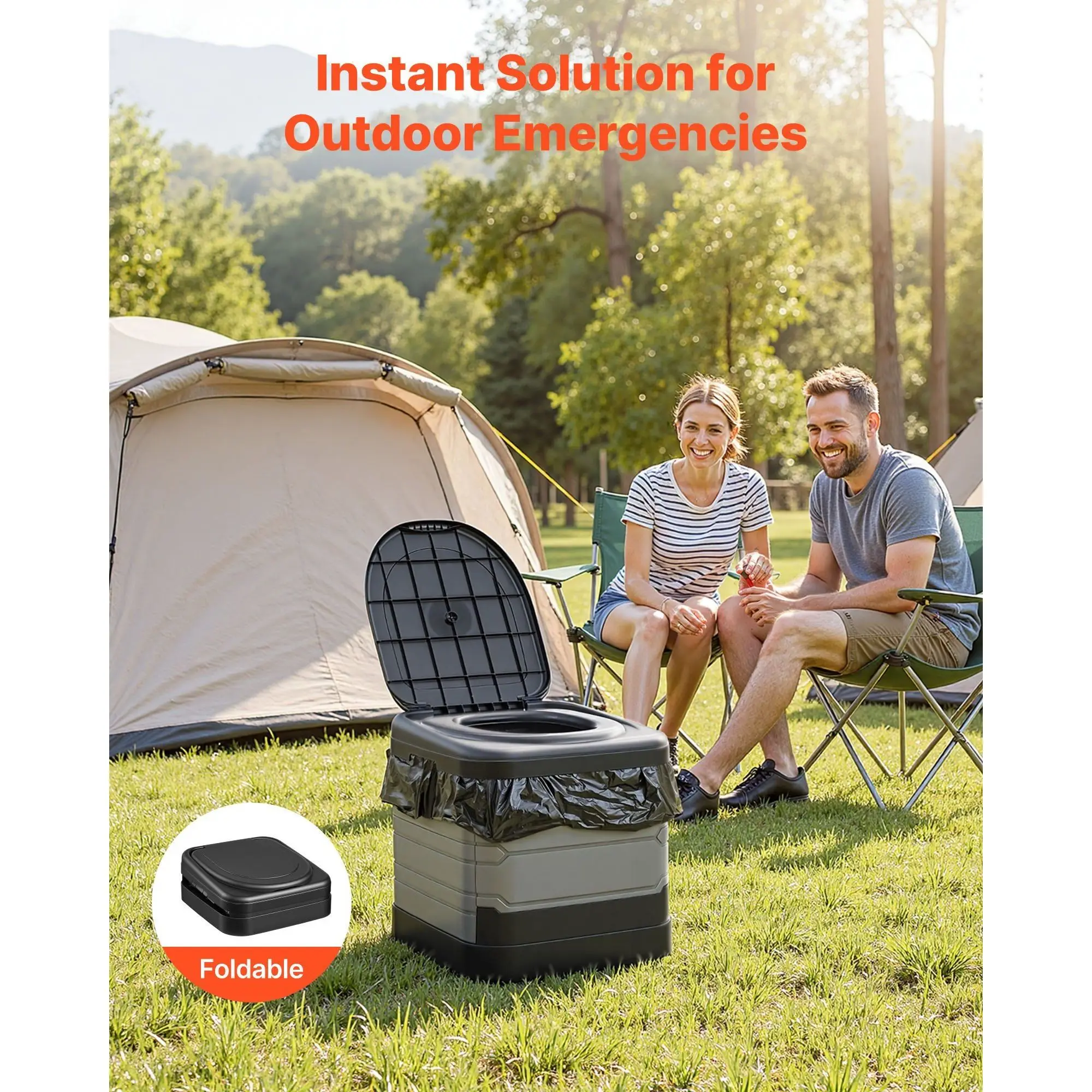 Portable Folding Camping Toilet for Adults 330 Lbs Load Capacity Carry Bag with Trash Bags for Outdoor Travel Bath Products