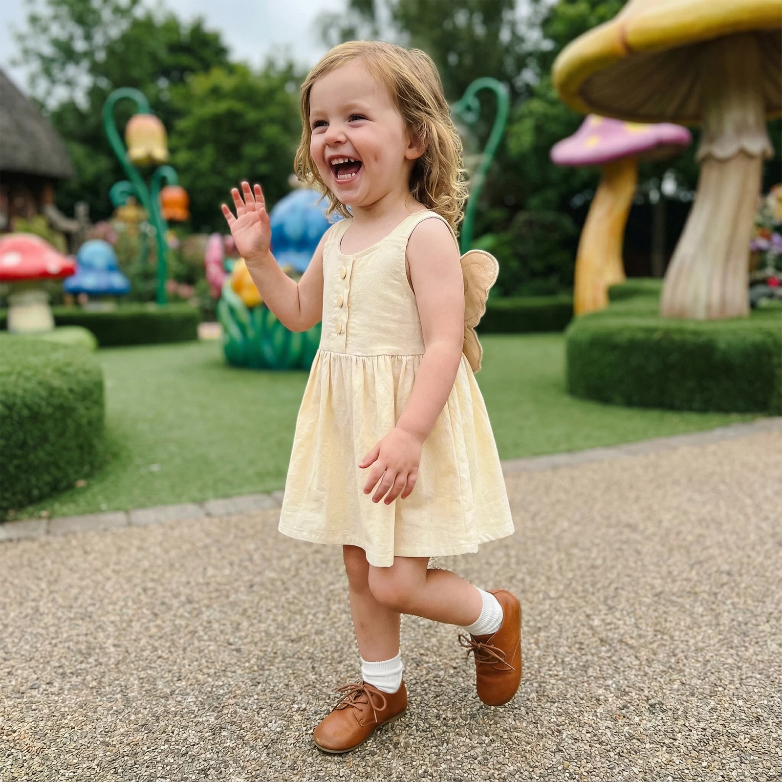 Baby Girl Romper Dress with Wings U Neck Sleeveless Bodysuit Cute Summer Spring Clothes