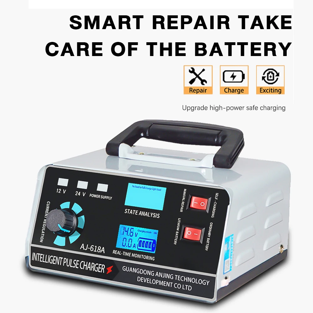 12V/24V Car Battery Charger Large Power 400W Battery Charger Trickle Smart Pulse Repair for Car SUV Truck Boat Motorcycle