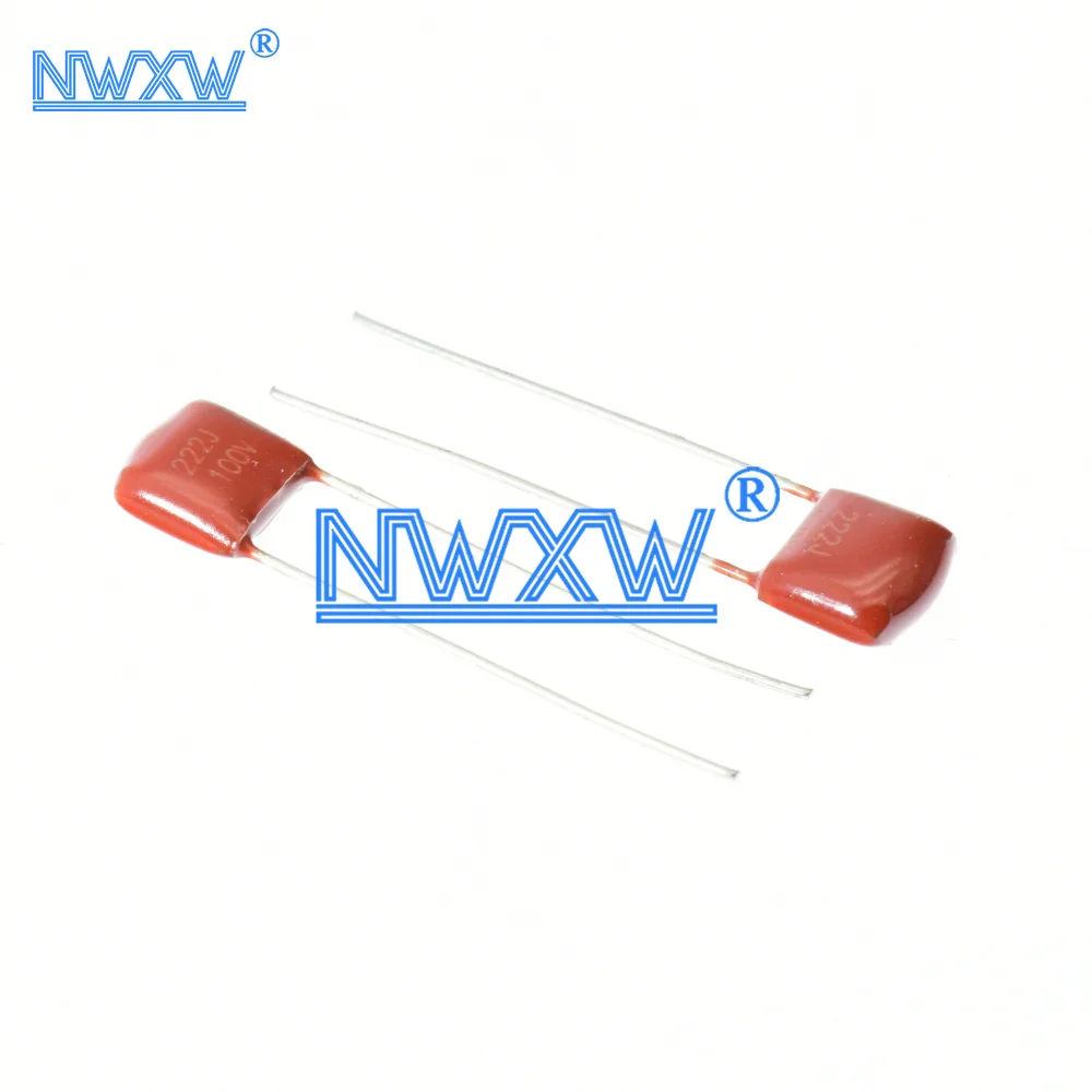 222J straight insertion CBB film capacitor 100V222J pin distance P=5MM 220PF 100V