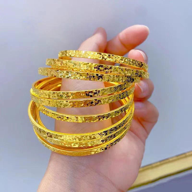 58/60/62mm Dubai Wedding Bangles For Women Ethiopian Jewelry Gold Color Indian Bracelets Jewelry Accessories Gifts