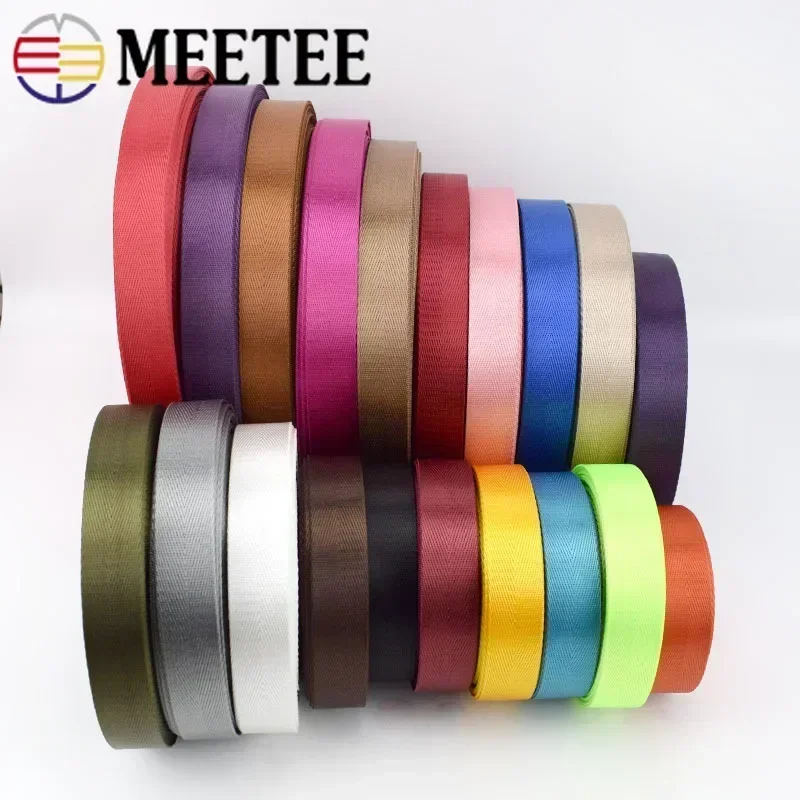 Meetee 8Meters 25mm Nylon Webbing Belt Herringbone Pattern Ribbon Tape Band DIY Bag Strap Sewing Clothing Accessories