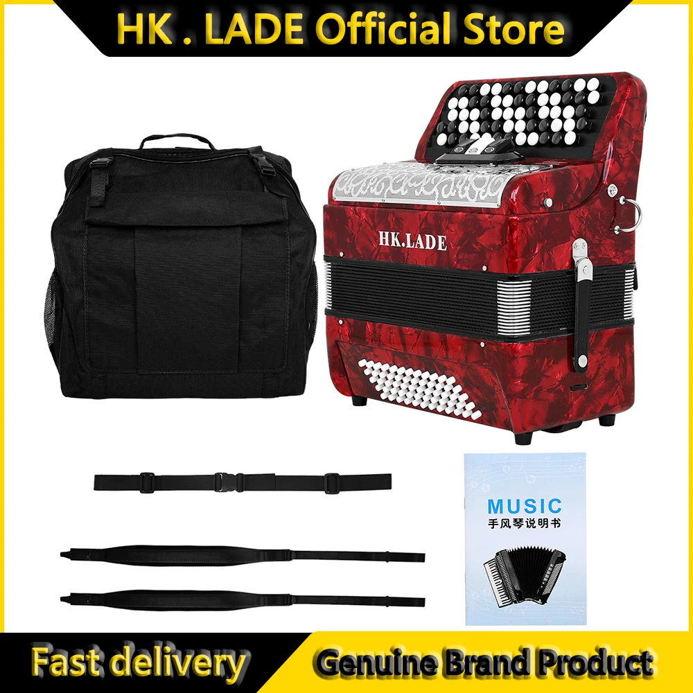 

HK.LADE AH-170 Bayan Accordion 62 Keys 60 Bass Accordion with Bag Strap Professional Keyboard Instrument for Grading Performance