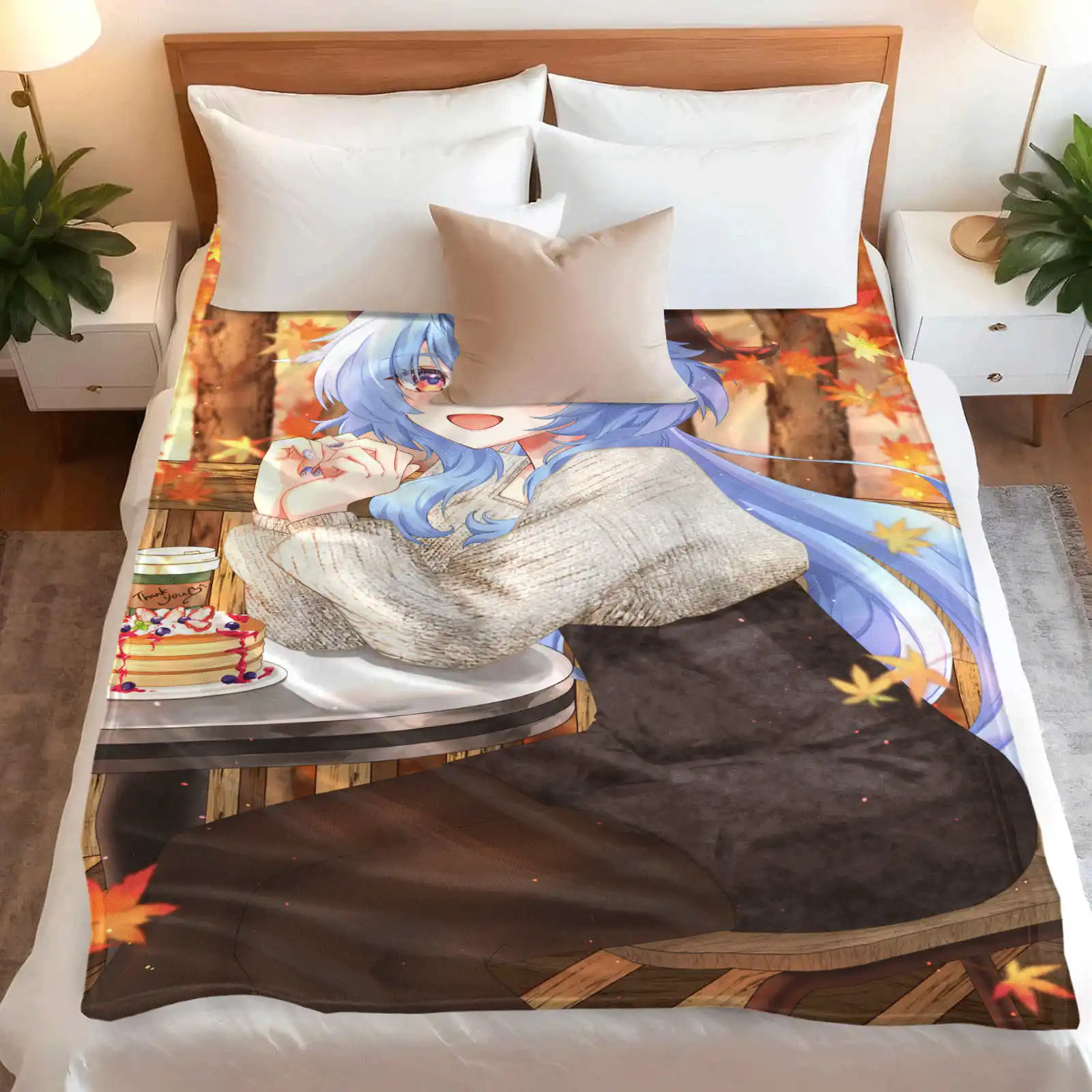 Ganyu Genshin Impact  Blanket Winter Adults and Kids Couch Bed Fluffy Flannel Blanket