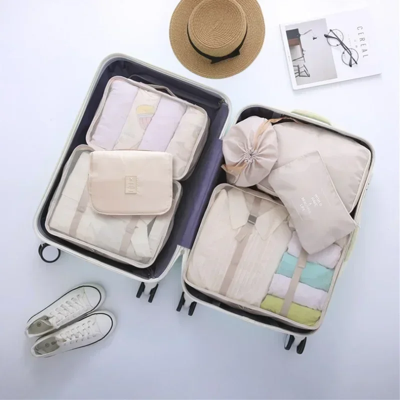 7/Pcs Travel Storage Bag Large Capacity Suitcase Storage Luggage Clothes Sorting Organizer Set Pouch Case Shoes Packing Cube