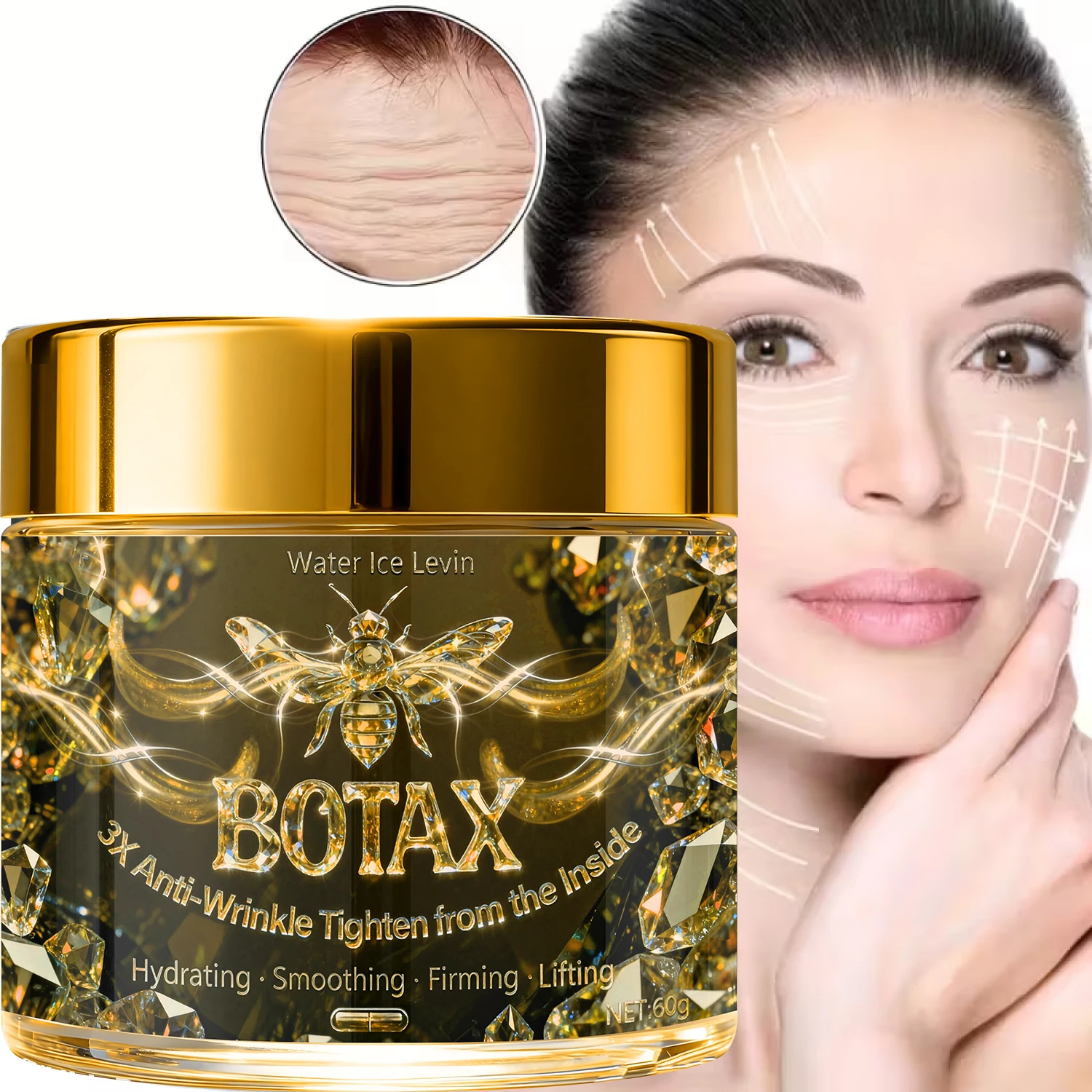 Crema Facial Antiarrugas BOTAX 3X: Veneno de Abeja/Retinol, Hidratante/Alisadora, Reafirma y Levanta la Piel con Nutrientes