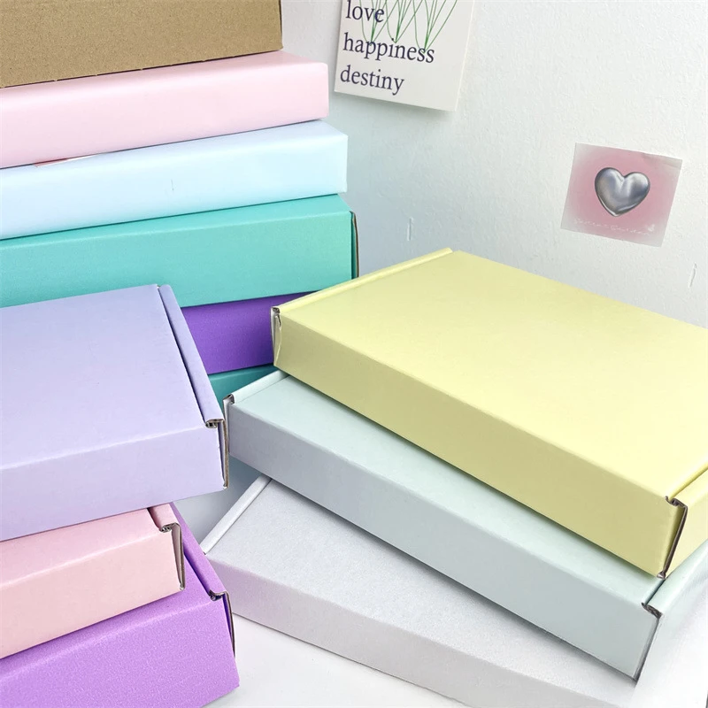 Korean Ins Macaron Color Corrugated Carboard Aircraft Box Solid Color Simple Packaging Express Box Gift Packing Mailers Carton