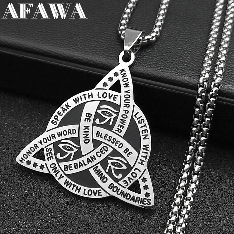 Eye of Horus Pendant Necklace for Women Men Stainless Steel Black Color Witchcraft Knot  Necklaces Jewelry collar N2595-2S02