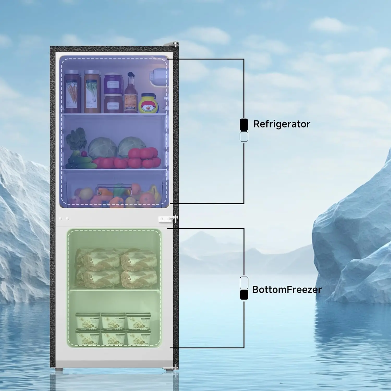 Small Refrigerator with Freezer, 4.0 Cu.Ft, Small Fridge with Freezer, 2 Door, with Bottom Freezer,