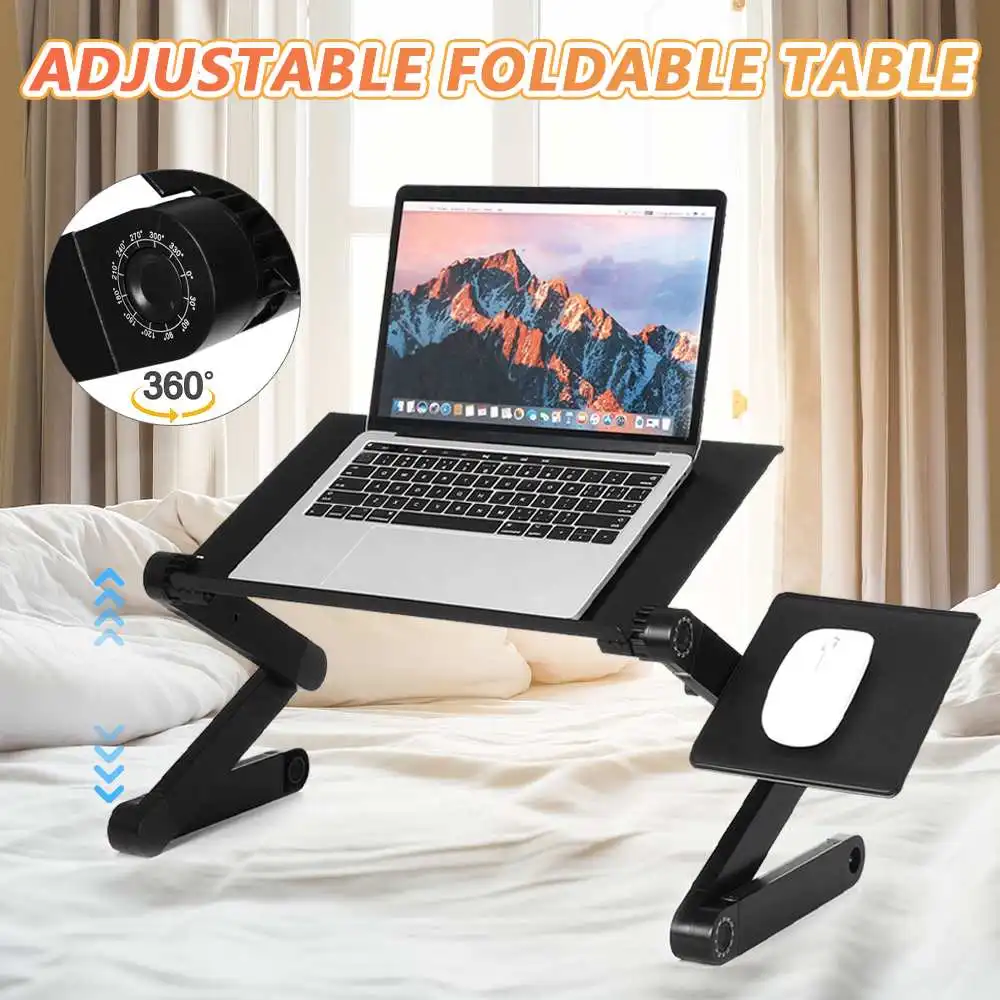 

Adjustable Laptop Desk Stand Portable Aluminum Ergonomic Lapdesk For Bed Sofa PC Notebook Table Desk Stand With Mouse Pad