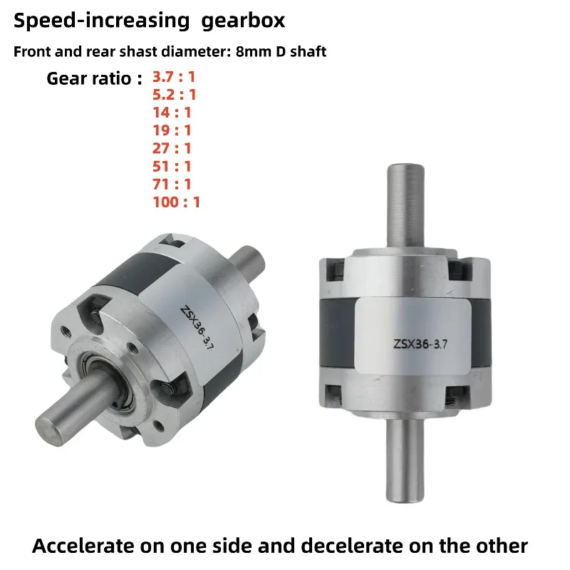 36mm Outer Diameter Planetary Speed Increasing Gearbox 45 Steel Double Shaft Reducer