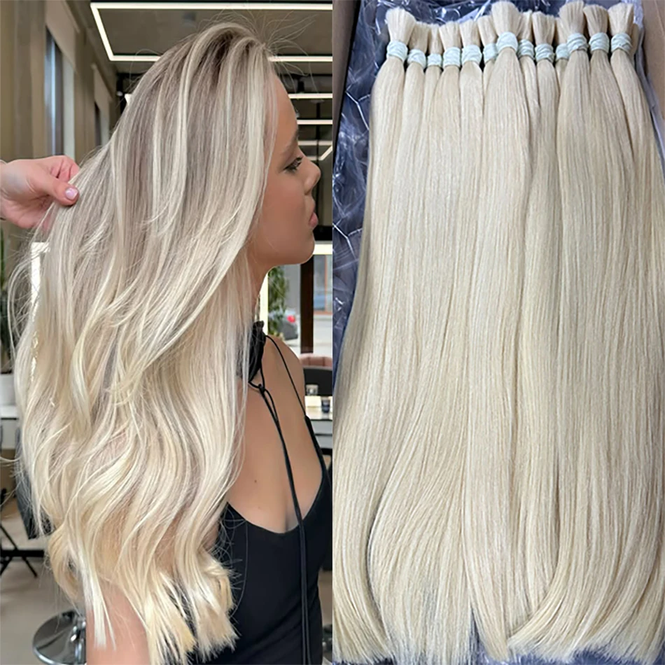

Blonde Straight Human Hair Bulks 100% Natural Human Hair Extension No Weft Natural Black Bundles Brazilian Hair 613 For Braiding