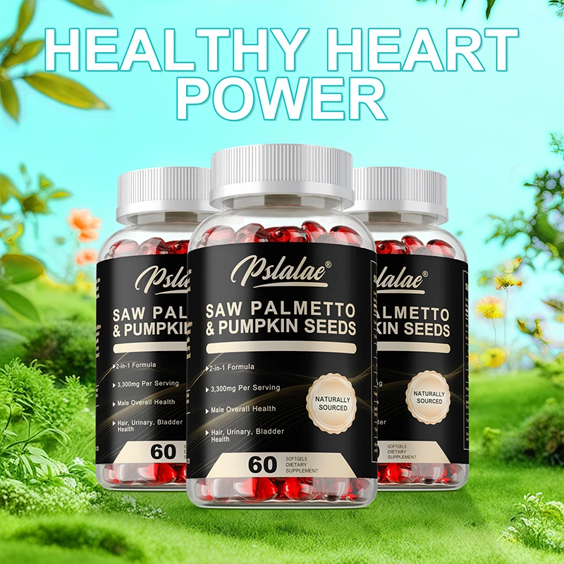 2-in-1 Pumpkin Seed Oil and Saw Palmetto - Promotes Hair Growth, Maintains Prostate Health and Urinary Tract Function