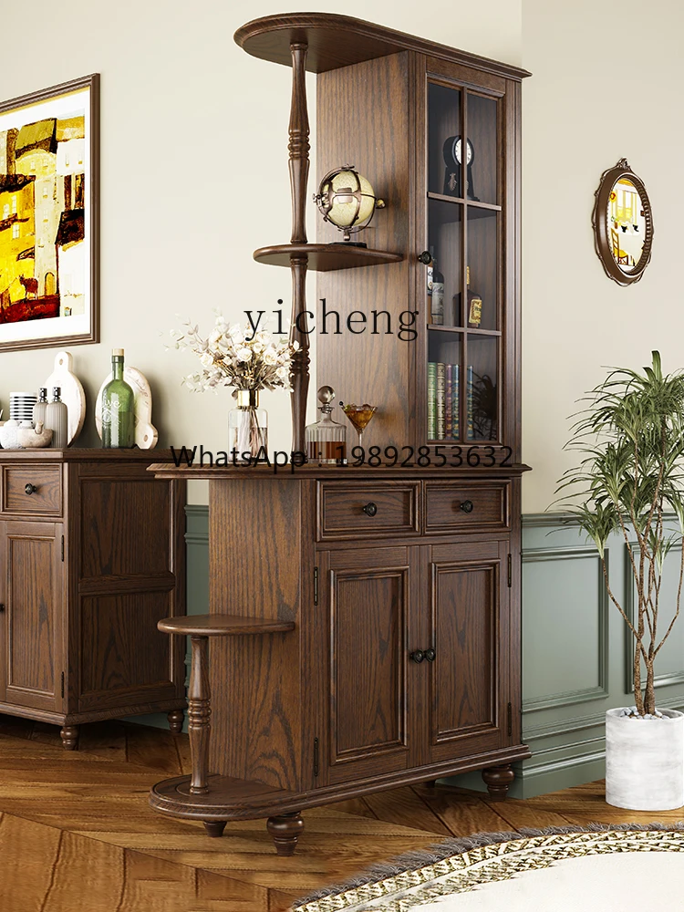AA  Solid Wood Doorway Hall Rack Double-Sided Small Apartment Retro Integrated Wall-Mounted