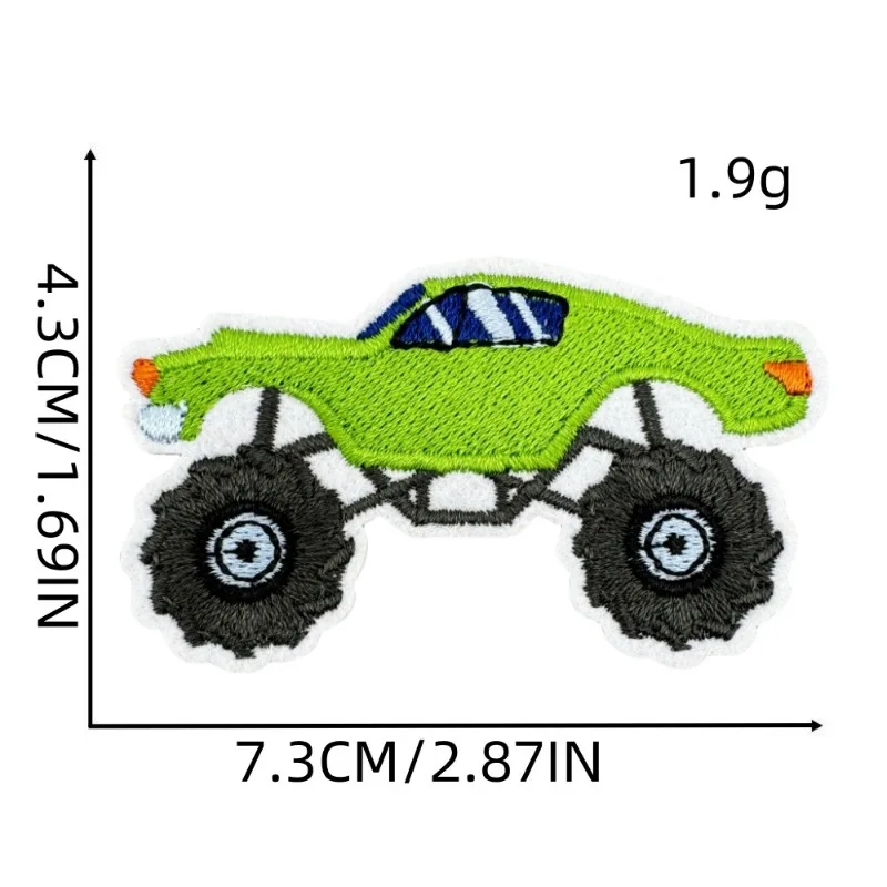 12Pcs Truck Iron on Patches Colorful Racing Car Vehicle Repair Embroidered Applique for Kids Boys Clothing Backpack Hat DIY