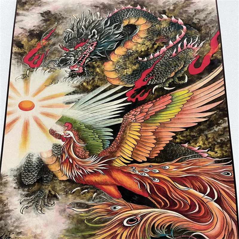 

Liu Jilu's Dragon Phoenix Colorful Painting- China Celebrity calligraphy and painting