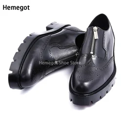 Men's Genuine Leather Oxford Shoes Classic Slip On Office Dress Wedding Brogue Pointed Toe Business Formal Shoes for Men