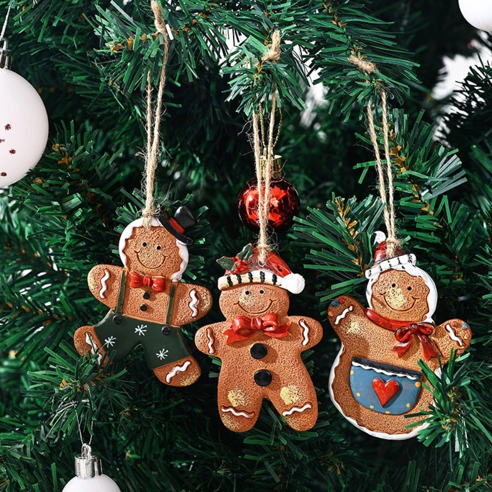 

Christmas Resin Gingerbread Man Christmas Tree Pendant Ornaments Holiday Party Supplies Home Party Navidad Xmas New Year Decor