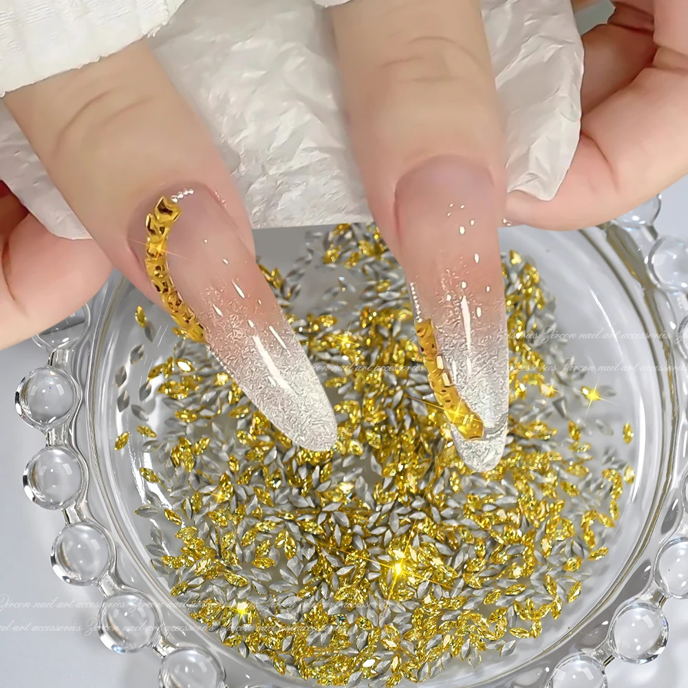 

100Pcs Mini Sparkly Zircon Nail Art Rhinestones Pointed Bottom Horse Eye Square Gemstones Dazzling Crystal Diamond Nail Charms