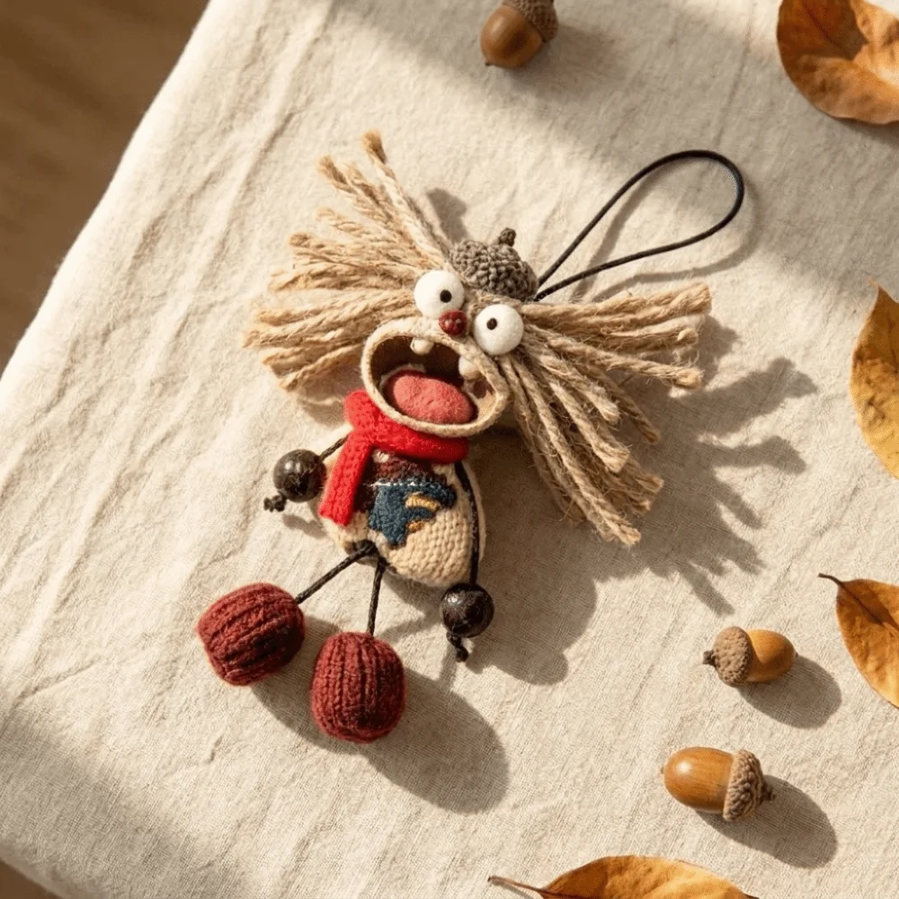 Eco-friendly Nut Shell Funny Tongue Doll Keychain Fabric Lightweight Key Pendant Rope Creative Creative Ornament Car Decor