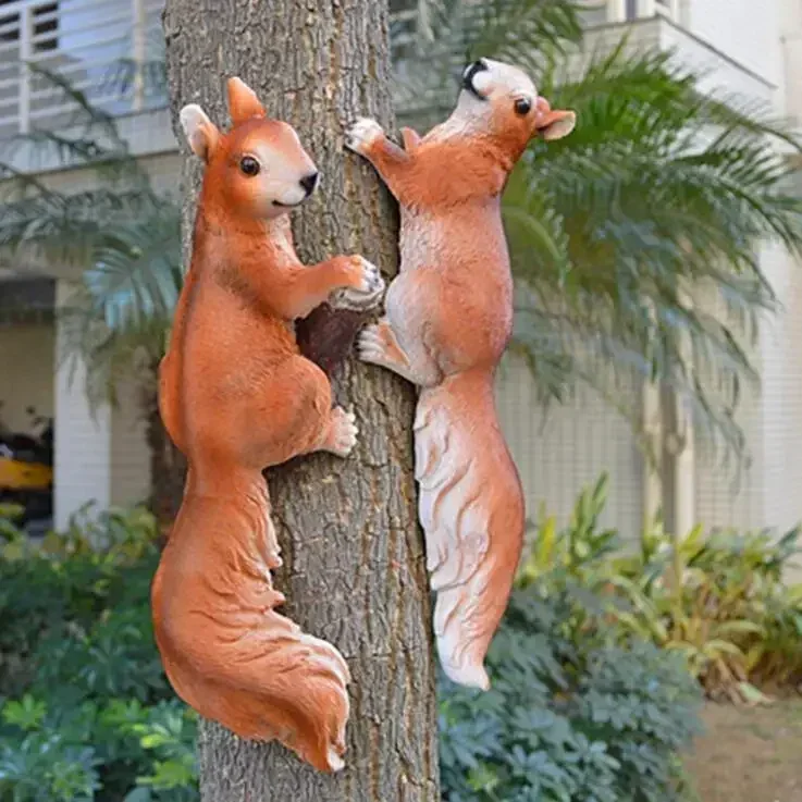 Outdoor Garden Kindergarten Resin Squirrel Ornaments Crafts Decoration Home Courtyard Creative Simulation Cute Tree Accessories