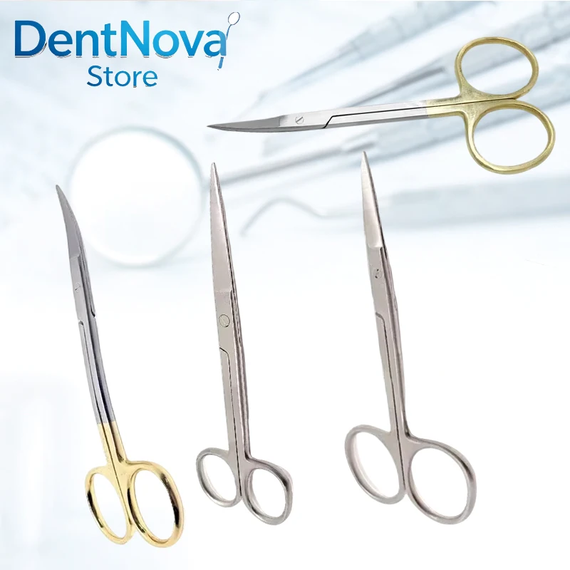 Dental Curved Scissors Gold Plated Iris Sharp Blade for Micro Dissecting Nursing Student