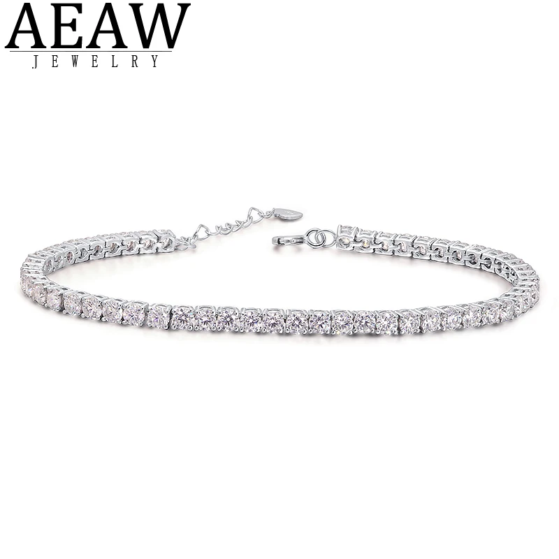 

AEAW 10K White Gold 11CTW 4.0mm Round Excellent Cut D Color Colorless Moissanite Tennis Bracelet for Women 17CM Length