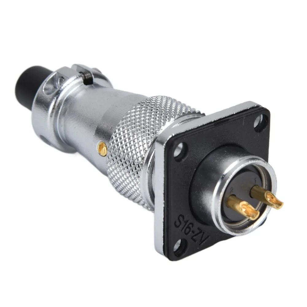 Conector de Aviación WS16 de 2 Pines, Adaptador de Corriente CA 500V 10A, Enchufe de Aviación Impermeable, Conector de Alimentación Cuadrado de Aleación de Zinc para Aplicaciones LED