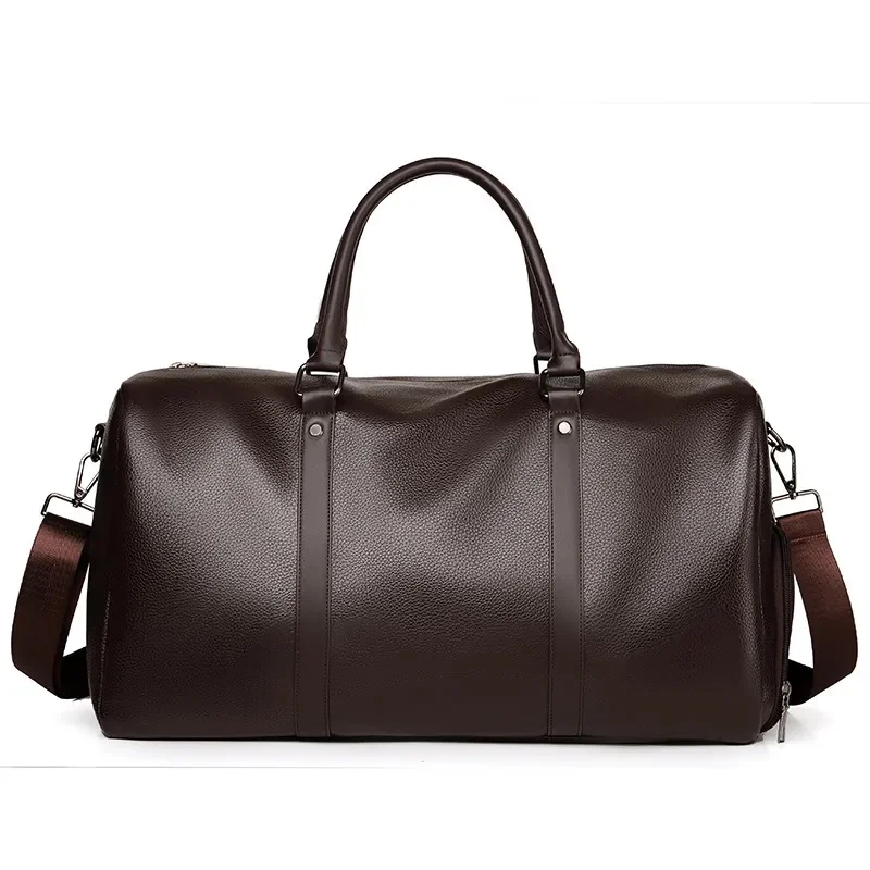 Luxury Sleek Travel Holdall Pu Waterproof Leisure Fitness Bag Classic Leather Duffle Bag