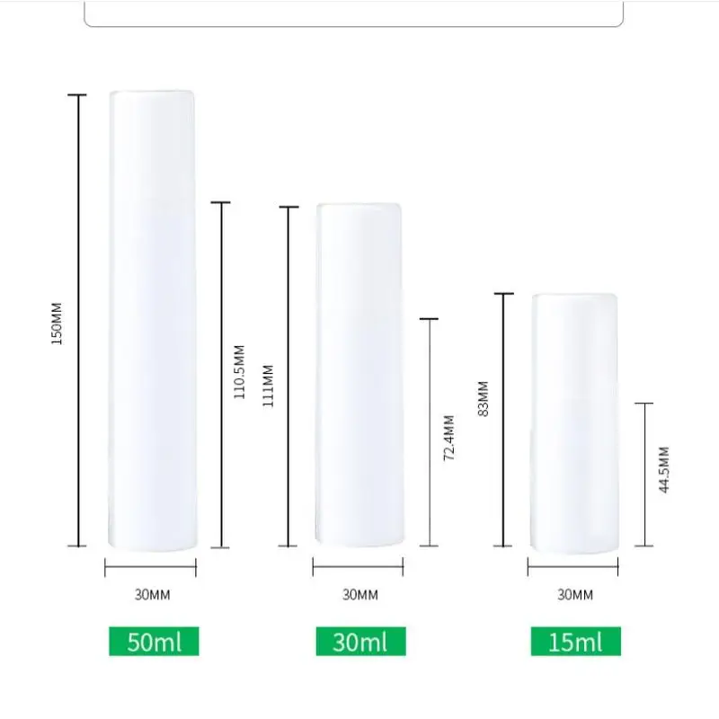 Refillable Leakproof Empty Airless Pump Bottles 1Pcs 15/30/50ml White Plastic Cosmetic Containers for Travel Skincare Packing