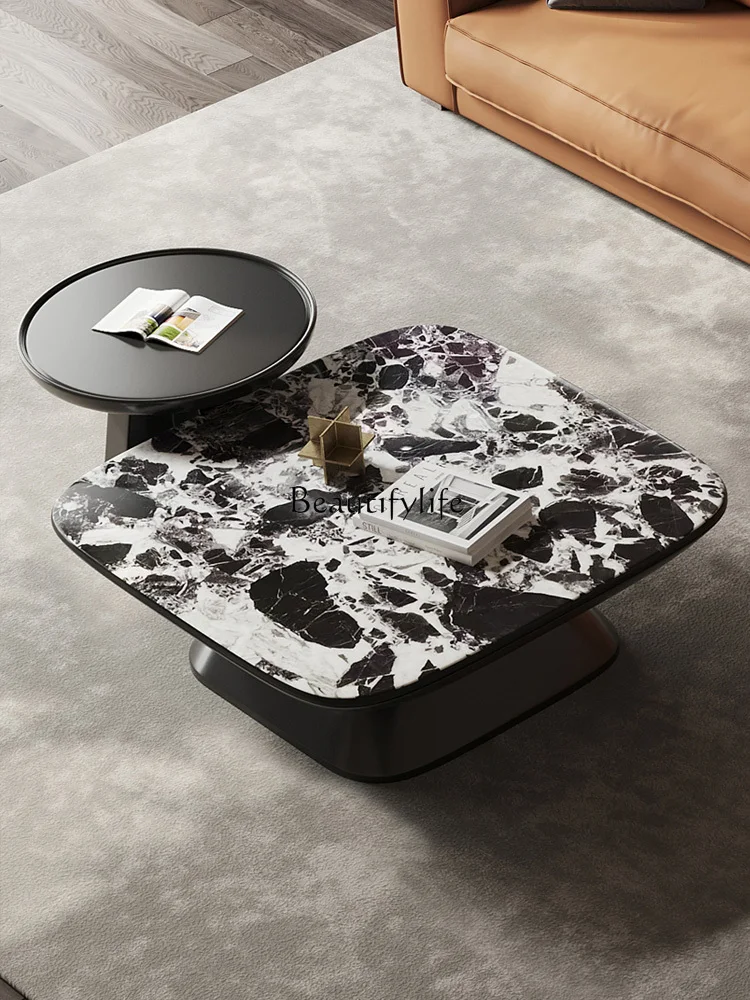 

Italian light luxury marble rock slab household coffee table simple natural luxury stone coffee table