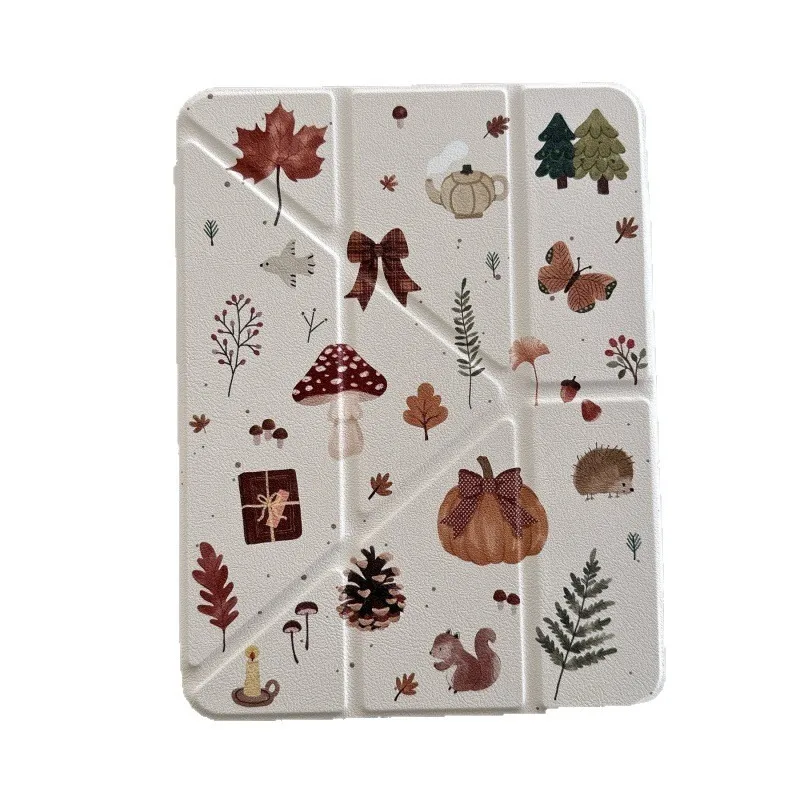 Squirrel Mushroom Buckle Pen Slot Tablet Case For Mini 7 6 iPad 11 10 6 5 Pro 2024 2022 2021 2020 2018 Air2025 2024 5 4 3  Cover