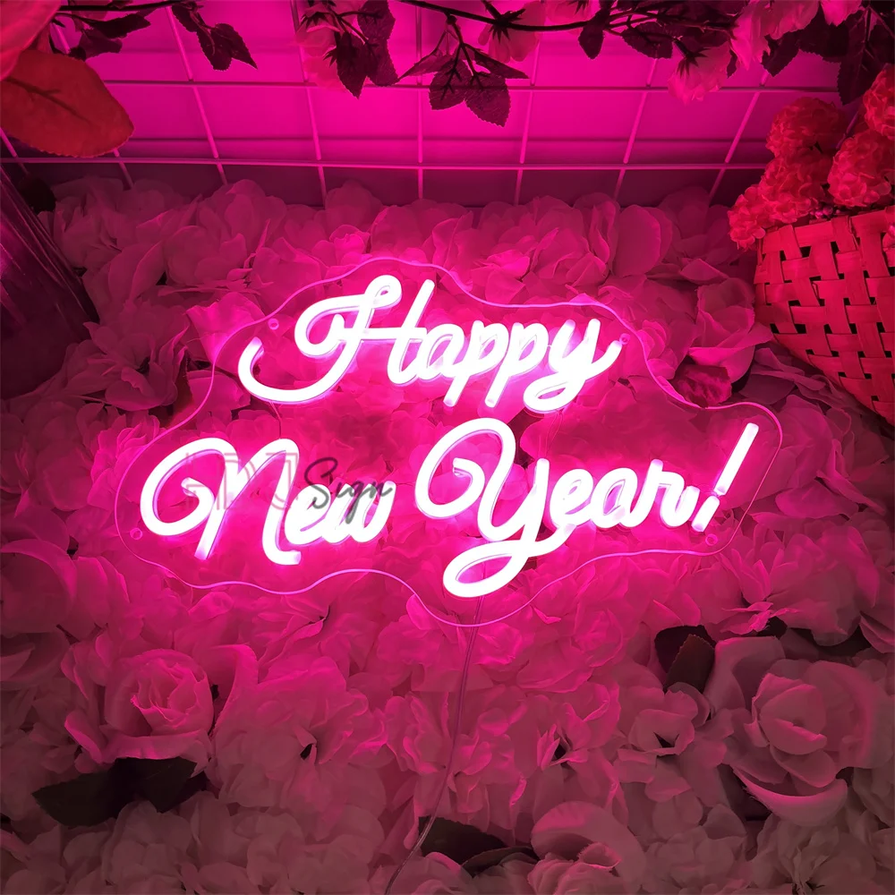 2026 سنة جديدة سعيدة النيون علامات غرفة المنزل حفلة وحدة إضاءة LED جداريّة ديكور عيد الميلاد أضواء النيون السنة الجديدة الديكور تخصيص الهدايا