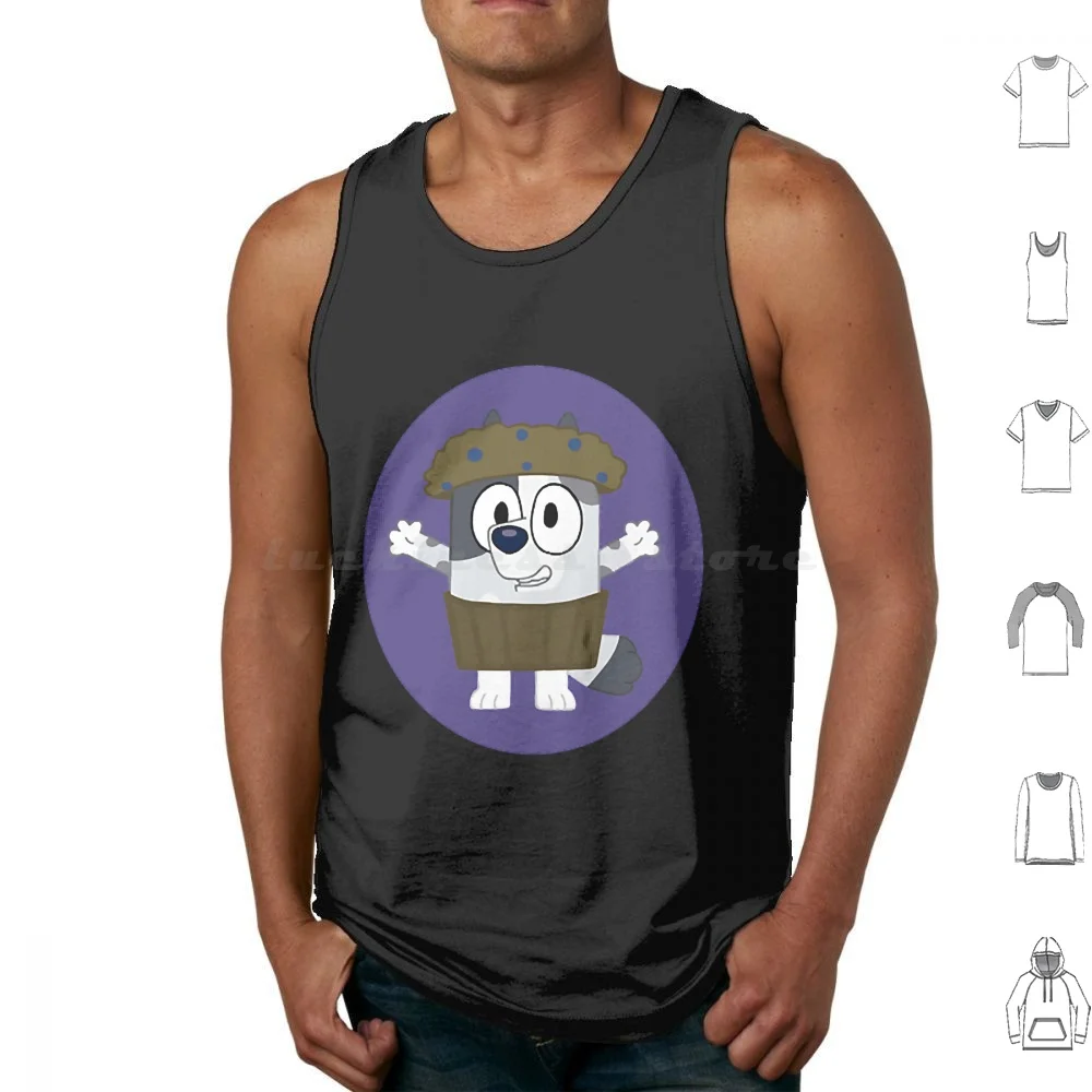 Blueberry Muffin Heeler Tank Tops Vest Sleeveless Muffin Heeler Bingo Funny Dog Cute Cartoon Bandit Australia Muffin