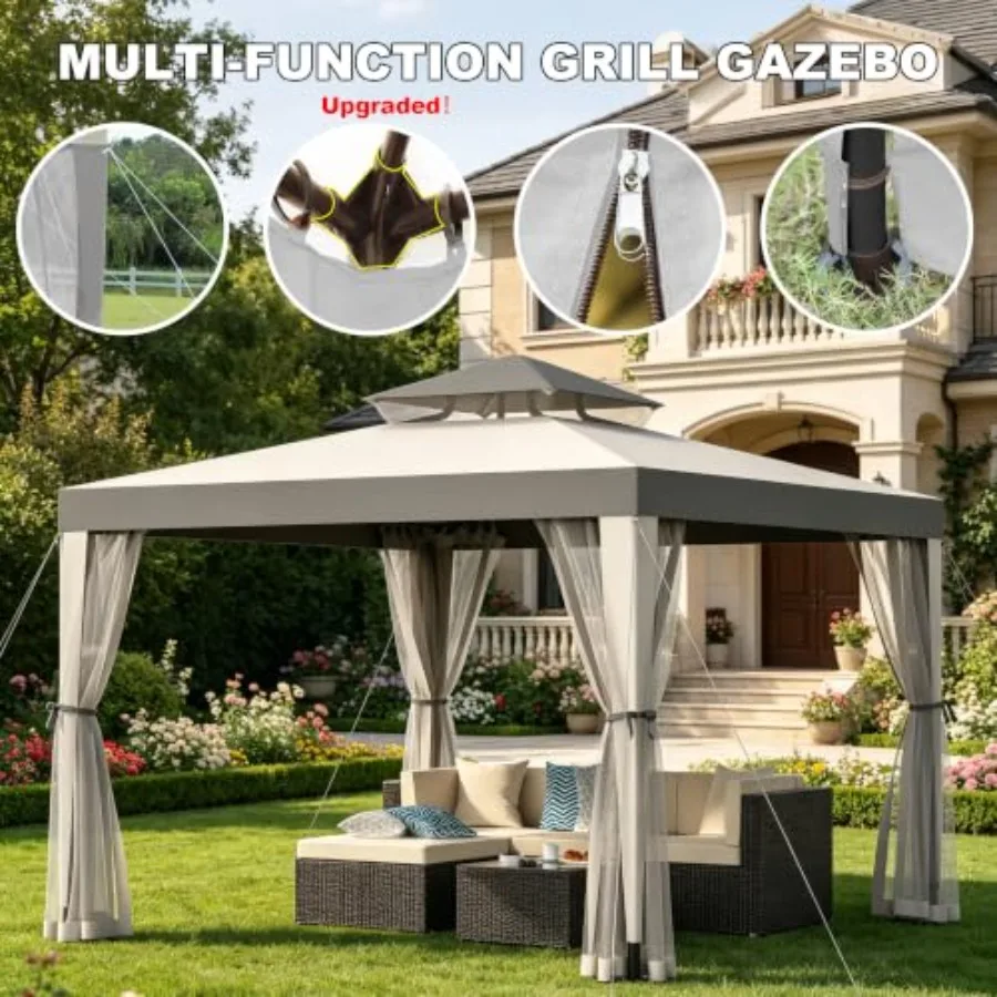 Outdoor Gazebo for Patio, Upgraded 10×10 Canopy Tent for Party