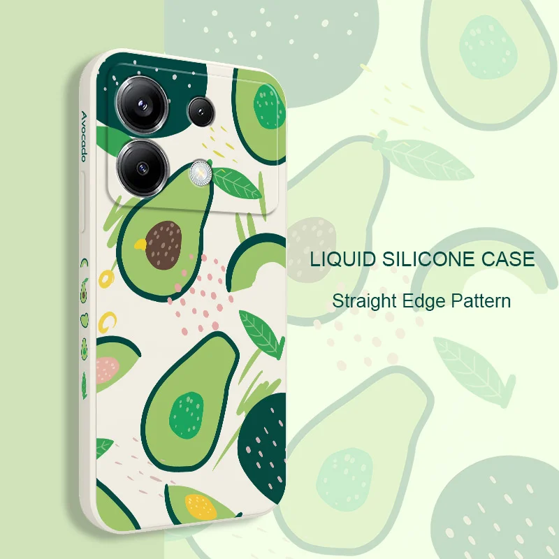 Morandi Avocado Phone Case For Xiaomi Poco X6 F6 M6 M5 M5S F5 X5 F4 X4 M4 F3 M3 X3 Pro 4G 5G GT Silicone Cover