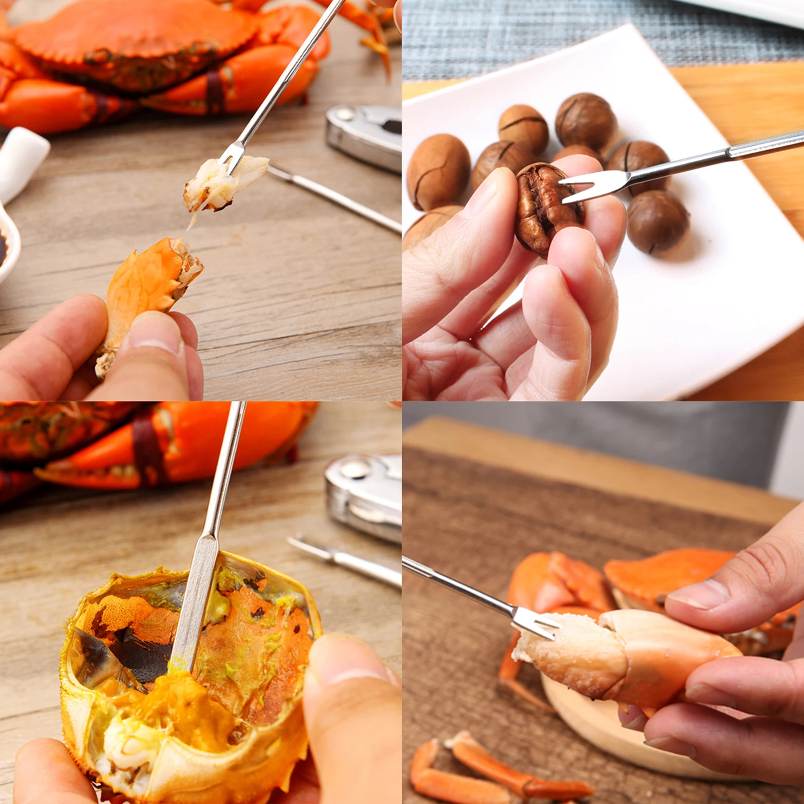 

1pcs Stainless Steel Seafood Forks Nut Picks Shellfish Tool Crab Lobster Forks For Hard Shell Seafood Nuts Kitchen Bar Tools