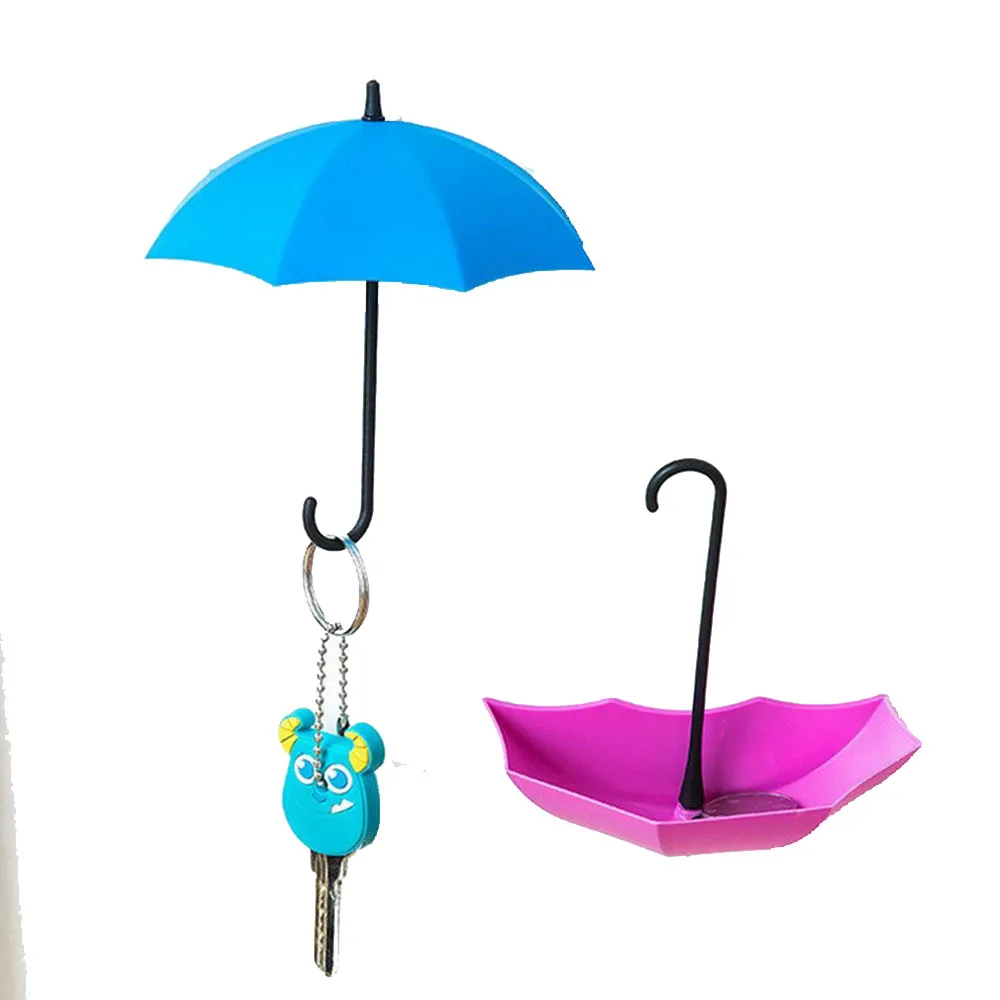 

3PCS Umbrella Shaped Storage Hook Creative Free Nail Key Hanger Rack Holder Wall Kitchen Bathroom Accessories Home Decor