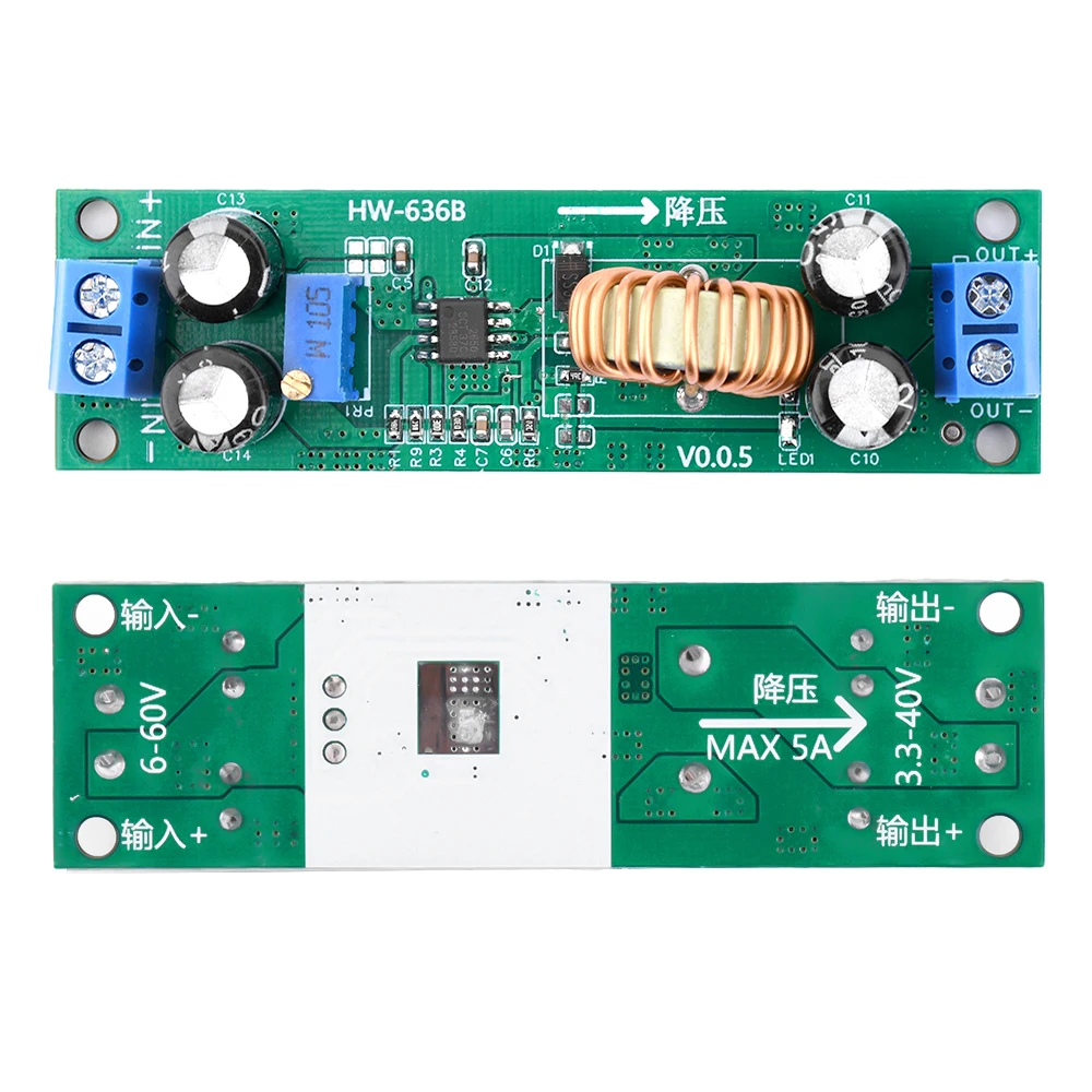DC-DC 6.5V-48V à 1.25V-30V 5A Module de convertisseur abaisseur réglable régulateur de tension de puissance rectification synchrone