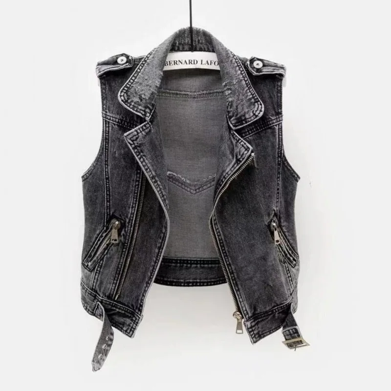 Denim Vest Women's Spring Autumn Thin Versatile Top Korean Version Outer Wear Short Cowboy Jackets Slim Ladies Waistcoat Traf